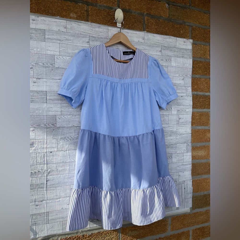 Pomander Place Tuckernuck Quinn Dress Tier Mini Swing Serenity Blue size small - Picture 3 of 10